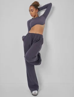 Online Long Sleeve Underbust Crop Top Dark Sculpt & Leisure | Kaiia The Label