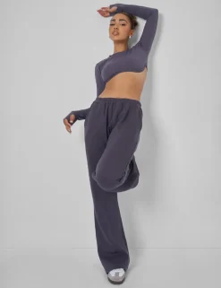 Online Long Sleeve Underbust Crop Top Dark Sculpt & Leisure | Kaiia The Label