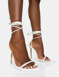 Discount Look Back Pu Pointed Toe Lace Up Stiletto Heels Barely There Heels | Lace Up Heels