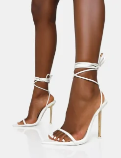 Discount Look Back Pu Pointed Toe Lace Up Stiletto Heels Barely There Heels | Lace Up Heels