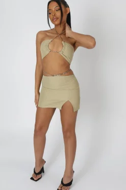 Store Loop Ruching Chain Strap Bra Top Sage Sculpt & Leisure | Kaiia The Label