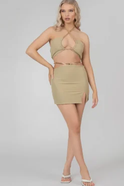 Store Loop Ruching Chain Strap Bra Top Sage Sculpt & Leisure | Kaiia The Label