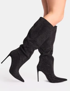 Sale Lothario Diamante Knee High Boots Knee High Boots | Long Boots