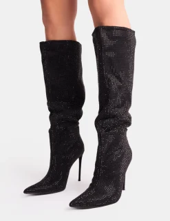 Sale Lothario Diamante Knee High Boots Knee High Boots | Long Boots