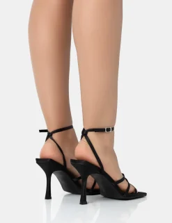 Outlet Mademoiselle Wide Fit Satin Strappy Mid Stiletto Heels Wide Fit Heels | Wide Fit Heels