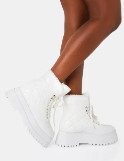 Online Magda Patent Quilted Chunky Sole Rounded Toe Ankle Boots Chunky Boots | Ankle Boots
