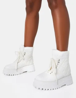 Online Magda Patent Quilted Chunky Sole Rounded Toe Ankle Boots Chunky Boots | Ankle Boots