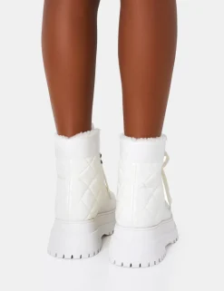 Online Magda Patent Quilted Chunky Sole Rounded Toe Ankle Boots Chunky Boots | Ankle Boots