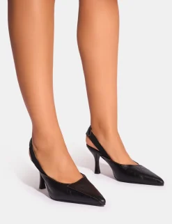 Outlet Malia Vintage Fold Over Detail Cushioned Slingback Court Heels Court Heels