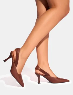Flash Sale Malia Vintage Fold Over Detail Cushioned Slingback Court Heels Court Heels