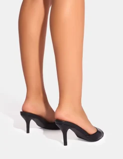 Cheap Mario Mid Heel Mules Square Toe Heels | Kitten Heels