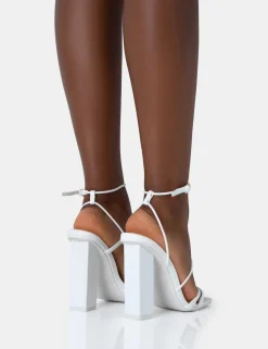 Best Marley PU Strappy Barely There Square Toe Block Heels Barely There Heels | Strappy Heels