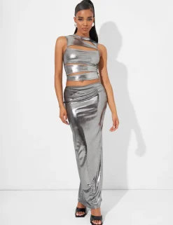 Cheap Maxi Skirt Co Ord in Metallic Co-ords | Skirts