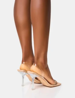 Online Merge Up Perspex Square Toe Slingback Mid Heels Square Toe Heels | Perspex Heels