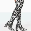 New Meridian Zebra Grain PU Block Heel Over the Knee High Boots High Heels | Heeled Boots