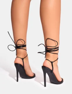 New Merlot Lace Up Wrap Around Pointed Toe Heels Lace Up Heels