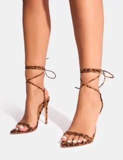 Outlet Merlot Lace Up Wrap Around Pointed Toe Stiletto Heel Strappy Heels | Lace Up Heels