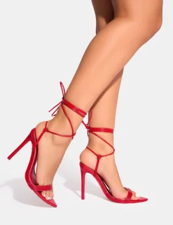 Hot Merlot Lace Up Wrap Around Pointed Toe Stiletto Heel Strappy Heels | Lace Up Heels