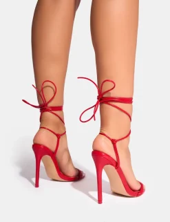 Hot Merlot Lace Up Wrap Around Pointed Toe Stiletto Heel Strappy Heels | Lace Up Heels