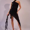 Online Mesh Choker Detail Asymmetric Midaxi Dress Dresses