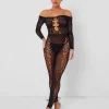 Cheap Mesh Lace Panel Unitard Jumpsuits & Playsuits