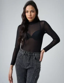 Online Mesh Long Sleeve Bodysuit Bodysuits | Tops