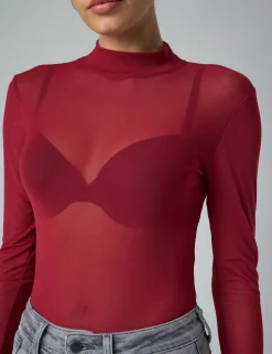 Cheap Mesh Long Sleeve Bodysuit Tops | Bodysuits