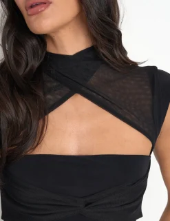 Shop Mesh Sleeve Detail Mini Dress Dresses