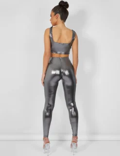 Cheap Metallic Crop Top Tops
