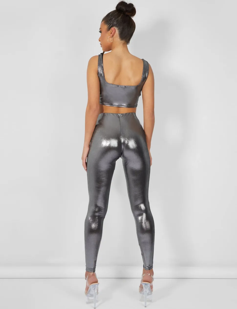 Cheap Metallic Crop Top Tops
