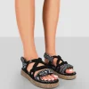 Best Sale Miami Printed Rope Flatform Lace Up Sandals Flats