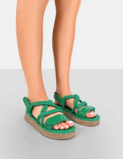 Sale Miami Rope Flatform Lace Up Sandals Flats