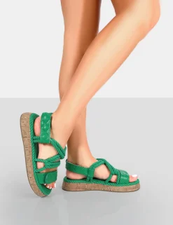 Sale Miami Rope Flatform Lace Up Sandals Flats
