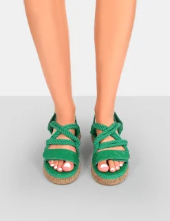 Sale Miami Rope Flatform Lace Up Sandals Flats