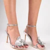 Clearance Mica Chrome Orchid Barely There Heels Silver Heels | High Heels