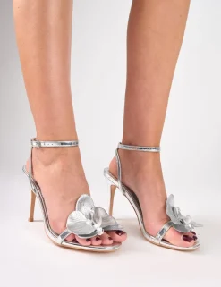 Clearance Mica Chrome Orchid Barely There Heels Silver Heels | High Heels