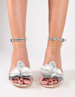 Clearance Mica Chrome Orchid Barely There Heels Silver Heels | High Heels