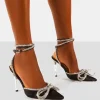 Clearance Midnight Wrap Around Diamante Bow Pointed Toe High Heels Back In Stock | 4" Heels