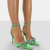 Store Midnight Satin Wrap Around Bow Pointed Toe Court Heels 4" Heels | Court Heels