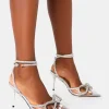 Outlet Midnight Mid heel Perspex Wrap Around Diamante Bow Pointed Toe Back In Stock | 4" Heels