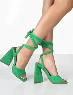 Cheap Mojito Towelling Lace Up Pyramid Block Heels Back In Stock | 4