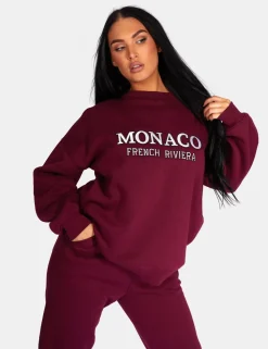Shop Monaco Embroidered Sweatshirt Berry Sweatshirt & Hoodies | Hoodies & Sweatshirts