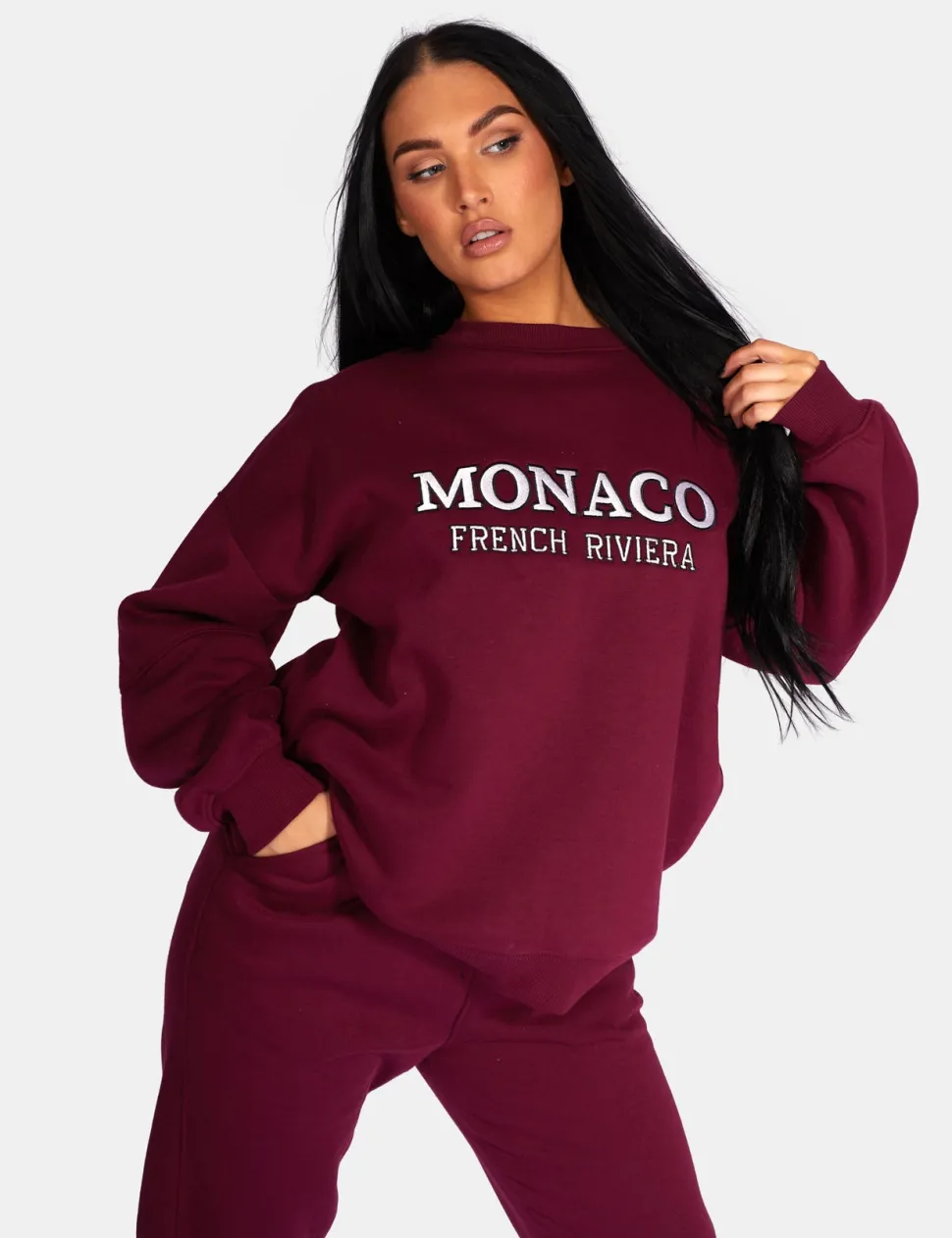 Shop Monaco Embroidered Sweatshirt Berry Sweatshirt & Hoodies | Hoodies & Sweatshirts