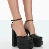 Fashion Moonchild Pu Closed Toe Statement Platform Block Heels 6" Heels | Block Heels
