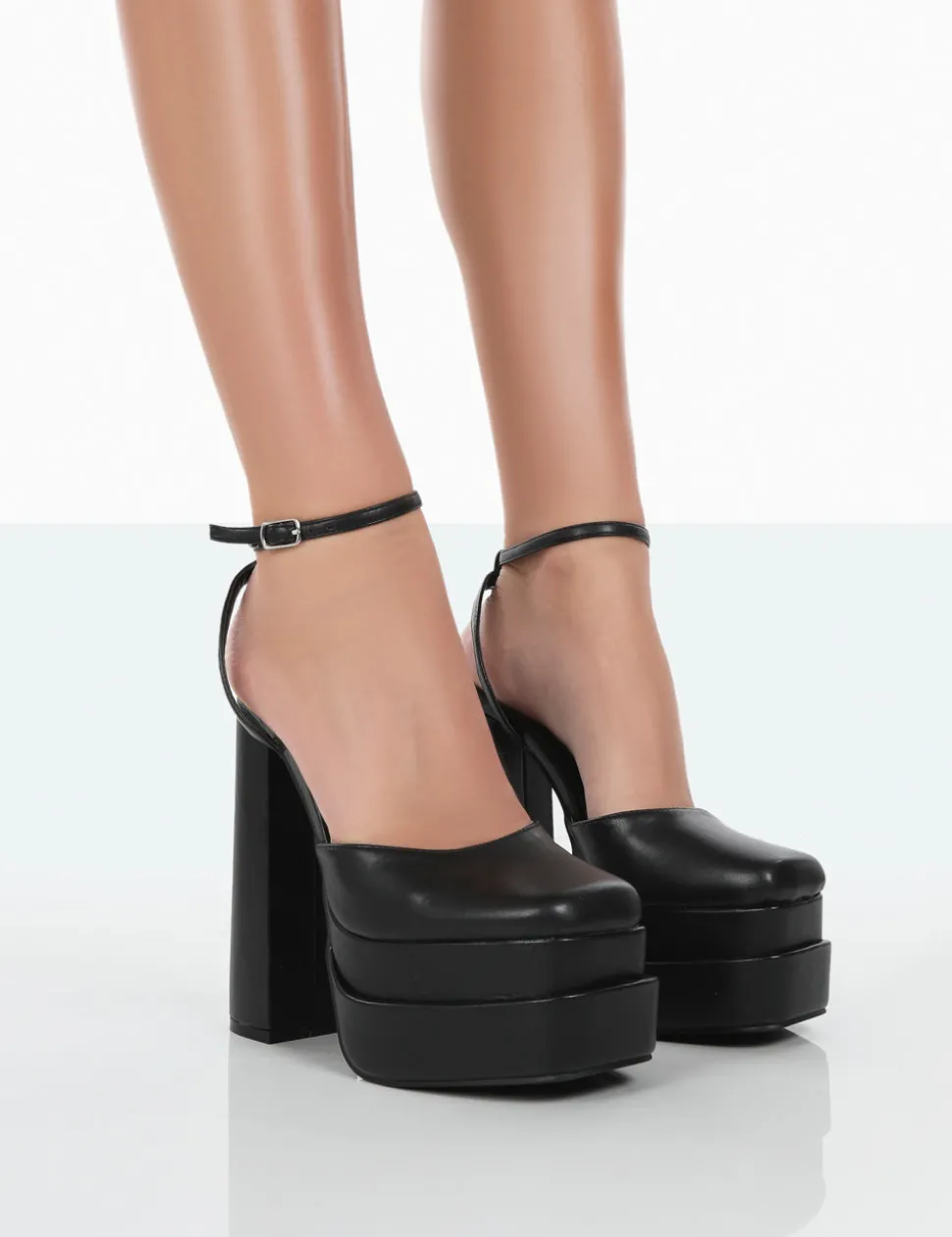 Fashion Moonchild Pu Closed Toe Statement Platform Block Heels 6" Heels | Block Heels