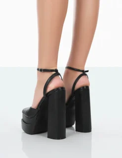 Fashion Moonchild Pu Closed Toe Statement Platform Block Heels 6" Heels | Block Heels