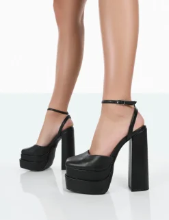Fashion Moonchild Pu Closed Toe Statement Platform Block Heels 6