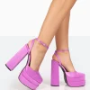 Store Moonchild Satin Closed Toe Statement Platform Block Heels Block Heels | Platform Heels