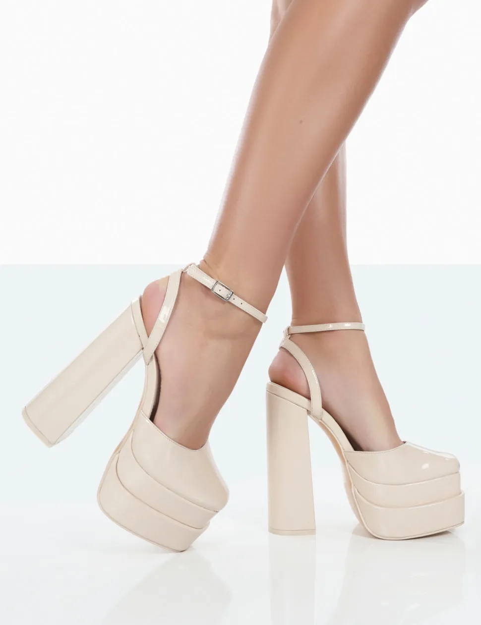 Best Sale Moonchild Wide Fit Closed Toe Statement Platform Block Heels 6" Heels | Wide Fit Block Heels