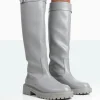 Best Sale More Fun Wide Fit Pu Round Toe Chunky Sole Knee High Boots Wide Fit Boots | Wide Fit Boots